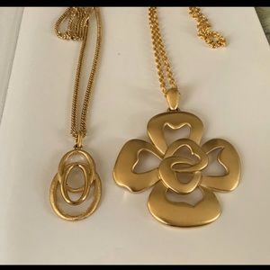 2 Vintage TRIFARI Flower & Oval Link Necklaces